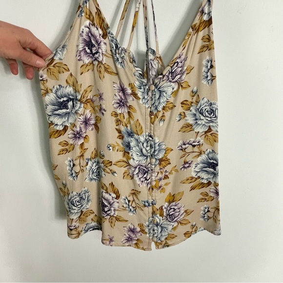American Eagle Strappy Floral Tank w/ Button Front Size M - Picture 4 of 11